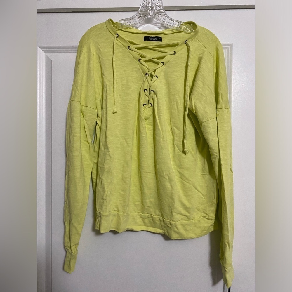 Michael Lauren Vasquez Lace Up Long Sleeve Pullover